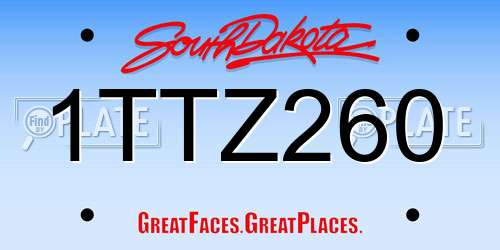 1TTZ260 South Dakota License Plate