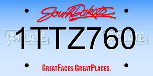 1TTZ760 South Dakota License Plate