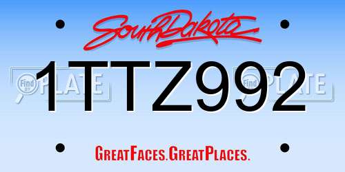 1TTZ992 South Dakota License Plate