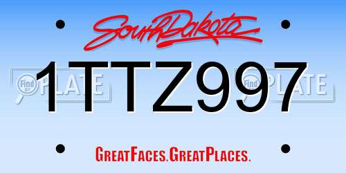 1TTZ997 South Dakota License Plate