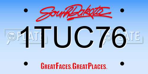 1TUC76 South Dakota License Plate