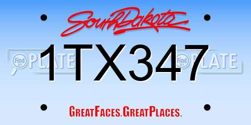 1TX347 South Dakota License Plate