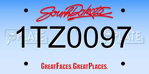 1TZ0097 South Dakota License Plate
