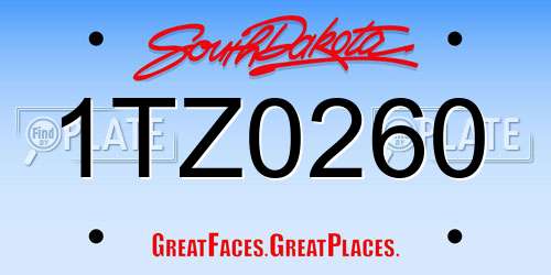 1TZ0260 South Dakota License Plate