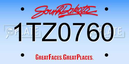 1TZ0760 South Dakota License Plate