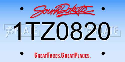 1TZ0820 South Dakota License Plate