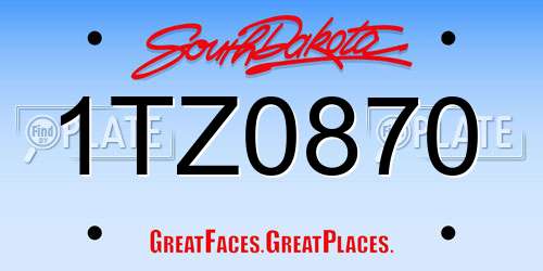 1TZ0870 South Dakota License Plate