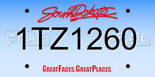 1TZ1260 South Dakota License Plate