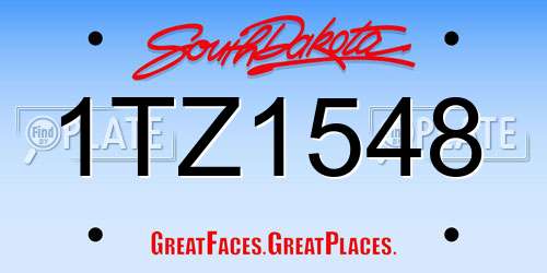 1TZ1548 South Dakota License Plate