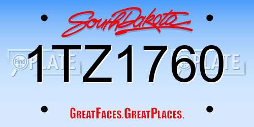 1TZ1760 South Dakota License Plate