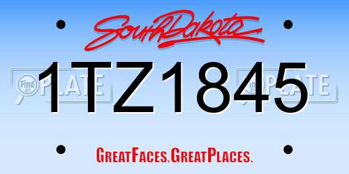1TZ1845 South Dakota License Plate