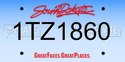 1TZ1860 South Dakota License Plate
