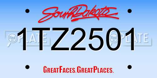 1TZ2501 South Dakota License Plate