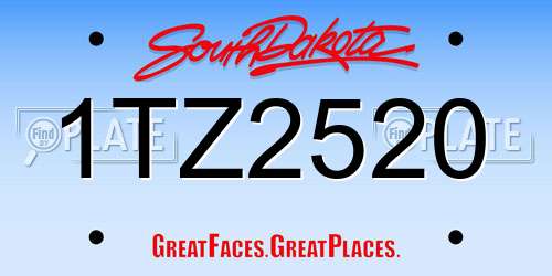 1TZ2520 South Dakota License Plate