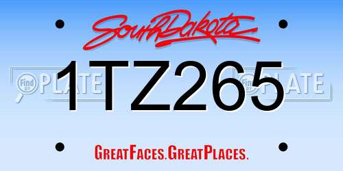 1TZ265 South Dakota License Plate