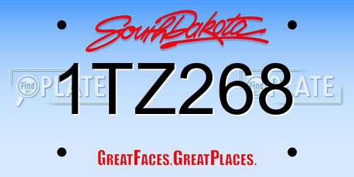 1TZ268 South Dakota License Plate