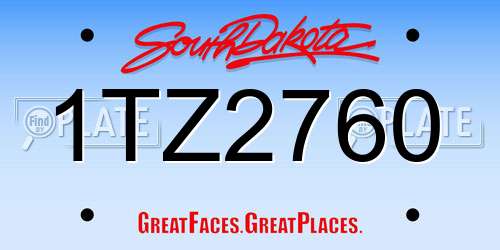 1TZ2760 South Dakota License Plate