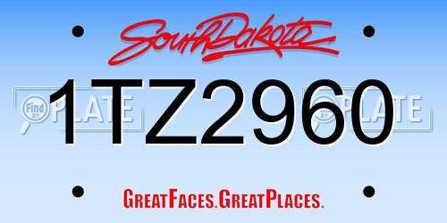 1TZ2960 South Dakota License Plate