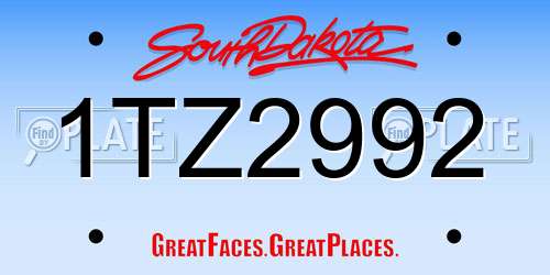 1TZ2992 South Dakota License Plate