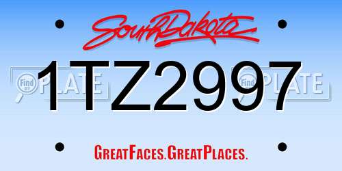 1TZ2997 South Dakota License Plate