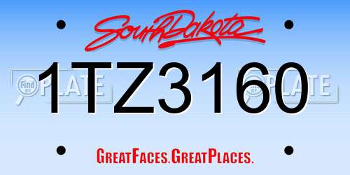 1TZ3160 South Dakota License Plate