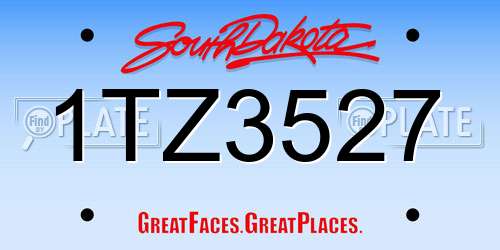 1TZ3527 South Dakota License Plate