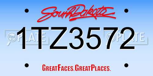 1TZ3572 South Dakota License Plate