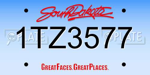 1TZ3577 South Dakota License Plate