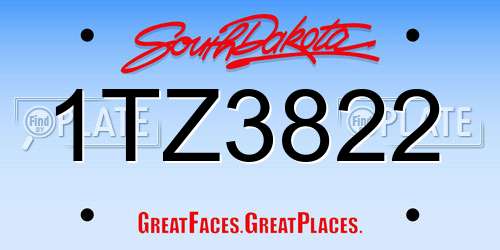 1TZ3822 South Dakota License Plate