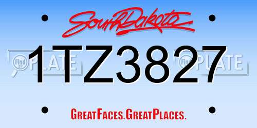 1TZ3827 South Dakota License Plate