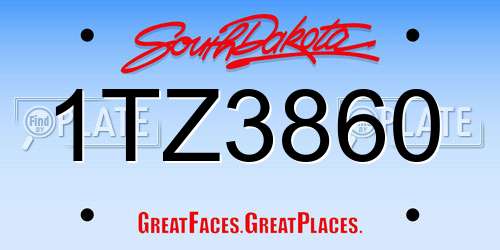 1TZ3860 South Dakota License Plate