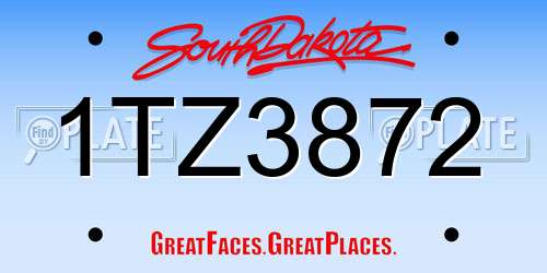 1TZ3872 South Dakota License Plate