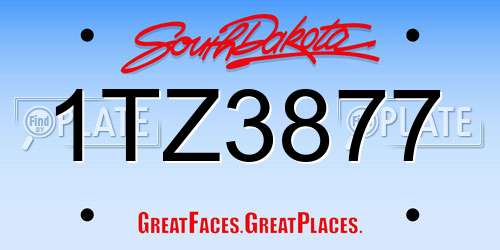 1TZ3877 South Dakota License Plate