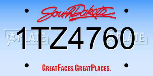 1TZ4760 South Dakota License Plate