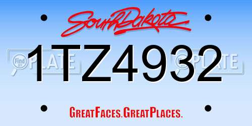 1TZ4932 South Dakota License Plate