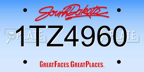 1TZ4960 South Dakota License Plate