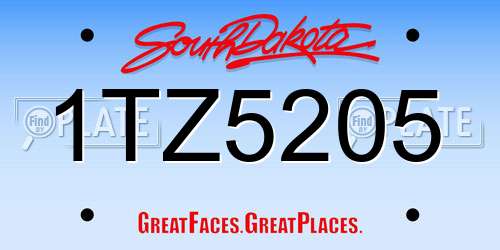 1TZ5205 South Dakota License Plate