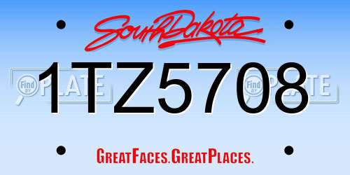 1TZ5708 South Dakota License Plate