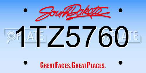 1TZ5760 South Dakota License Plate