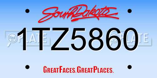 1TZ5860 South Dakota License Plate