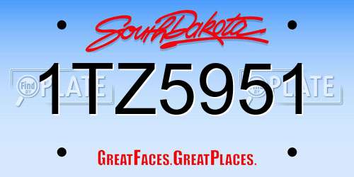 1TZ5951 South Dakota License Plate