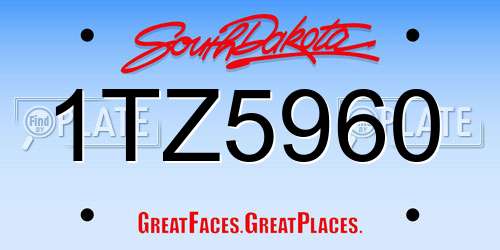 1TZ5960 South Dakota License Plate