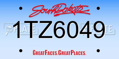 1TZ6049 South Dakota License Plate
