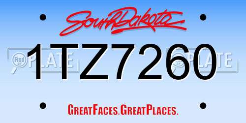 1TZ7260 South Dakota License Plate