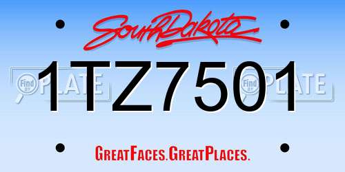 1TZ7501 South Dakota License Plate