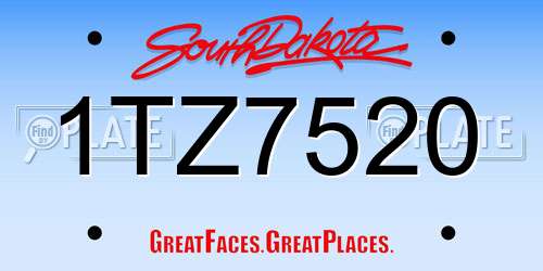 1TZ7520 South Dakota License Plate
