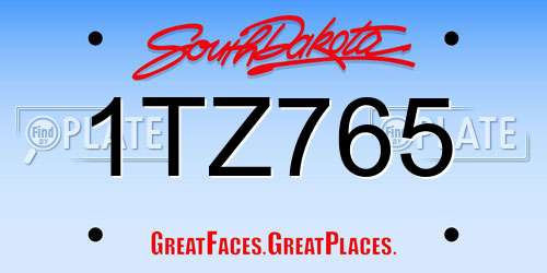 1TZ765 South Dakota License Plate