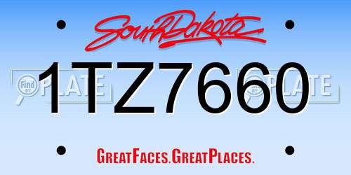 1TZ7660 South Dakota License Plate