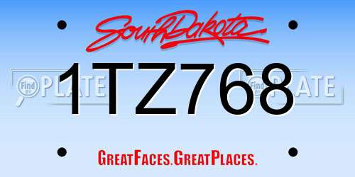 1TZ768 South Dakota License Plate