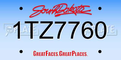 1TZ7760 South Dakota License Plate